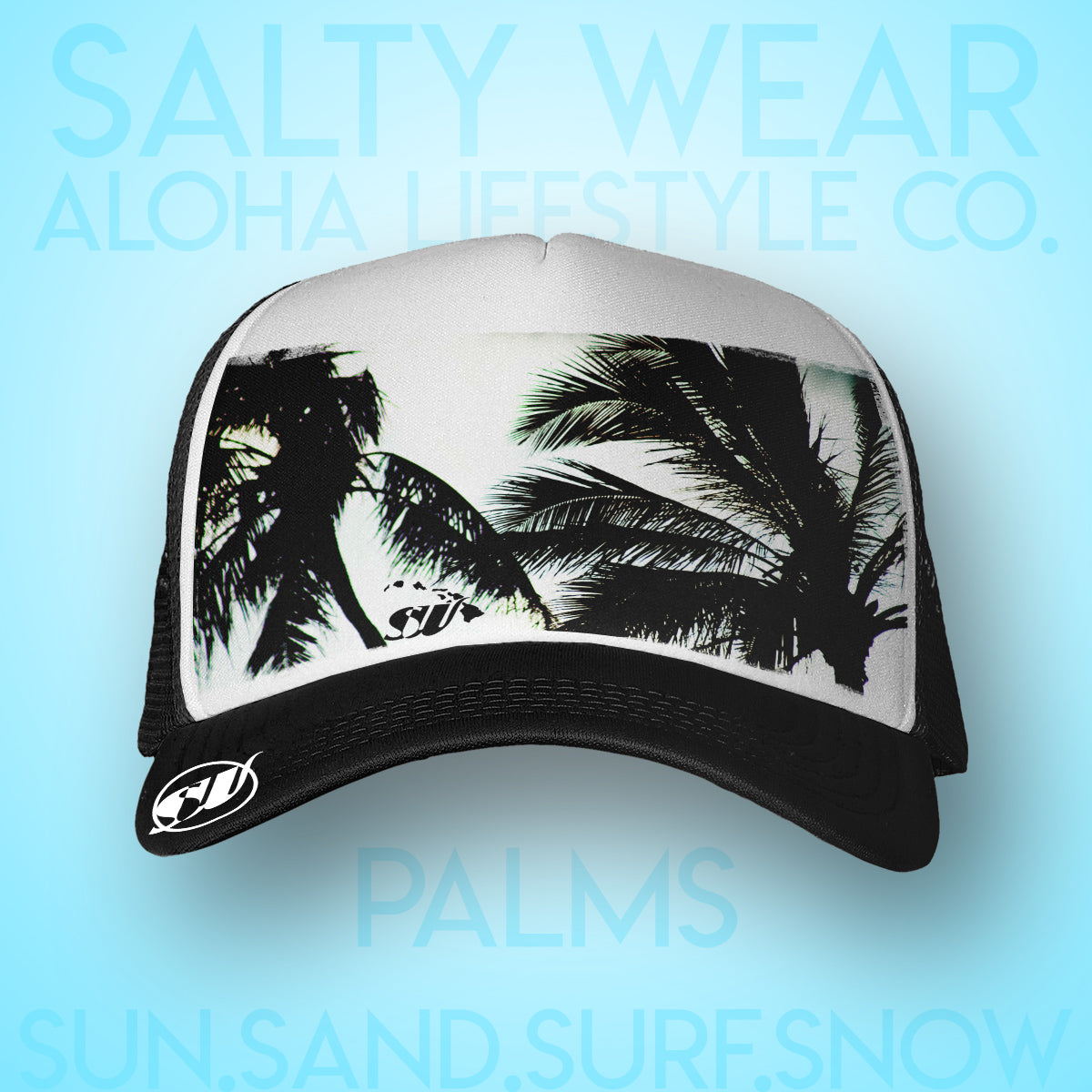 Palms silhouette. - Salty Wear Legacy Trucker Hat