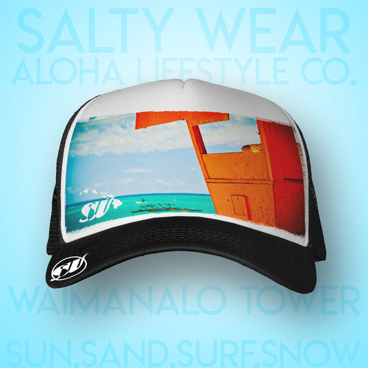 Waimanalo lifeguard Tower - Salty Wear Legacy Trucker Hat